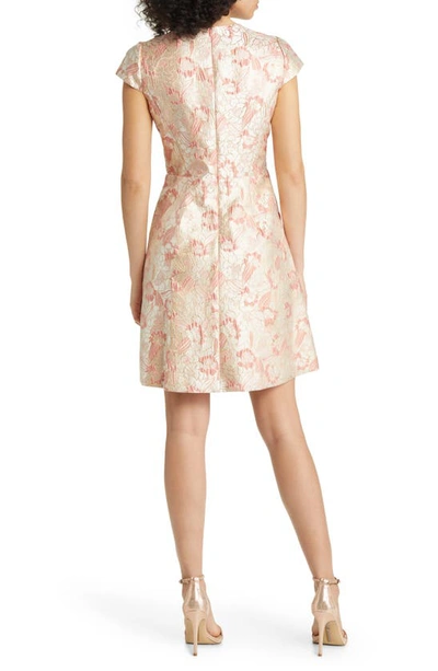 Shop Vince Camuto Floral Jacquard Fit & Flare Cocktail Dress In Coral