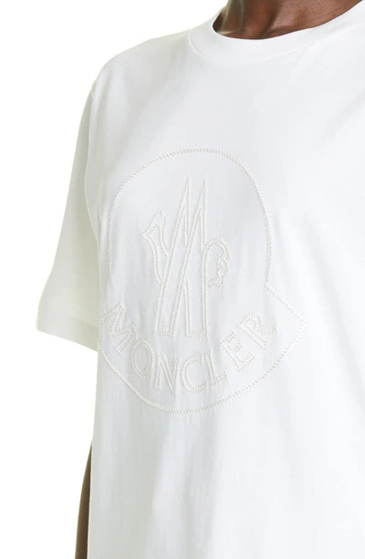 Shop Moncler Embroidered Logo Cotton T-shirt In White