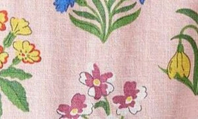 Shop Mini Boden Kids' Print Linen & Cotton Fit & Flare Dress In Dusty Pink Spring Garden