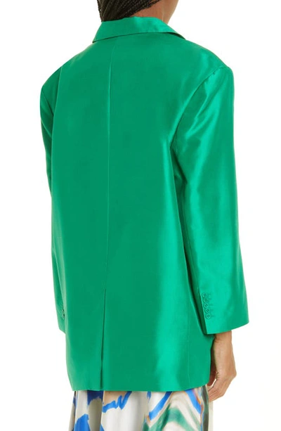 Shop Munthe Jaketta Silk Blazer In Green