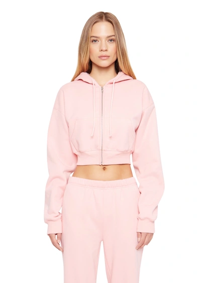 Danielle Guizio Ny Cropped Zip-up Hoodie In Rose | ModeSens
