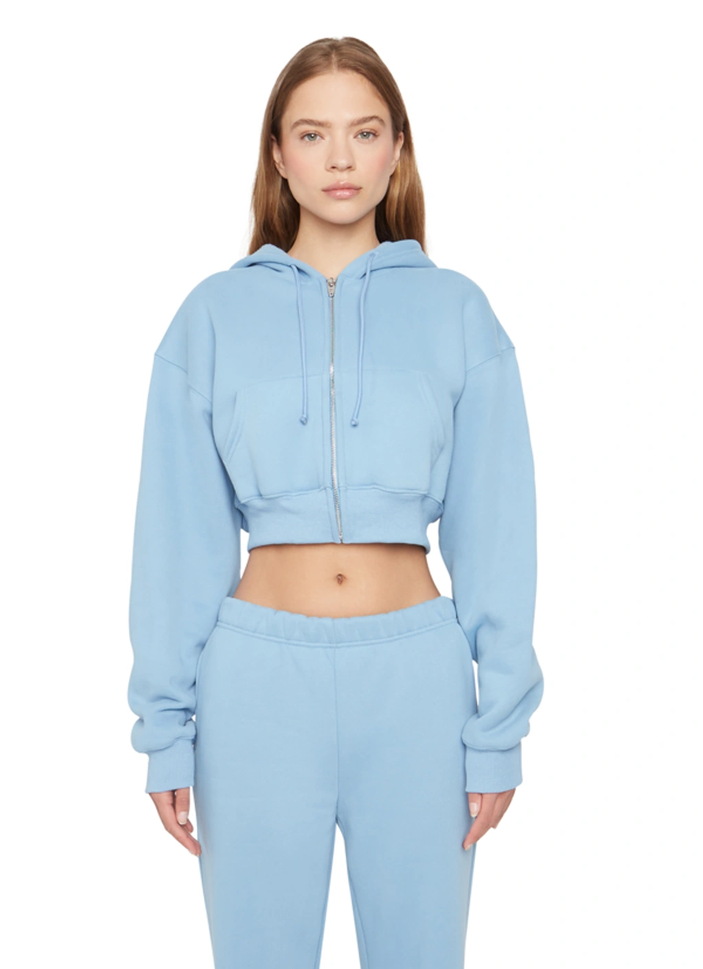 Danielle Guizio Ny Cropped Zip up Hoodie In Dusk Blue ModeSens