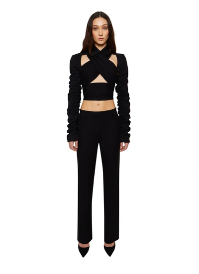 Shop Danielle Guizio Ny Low Rise Trouser In Black