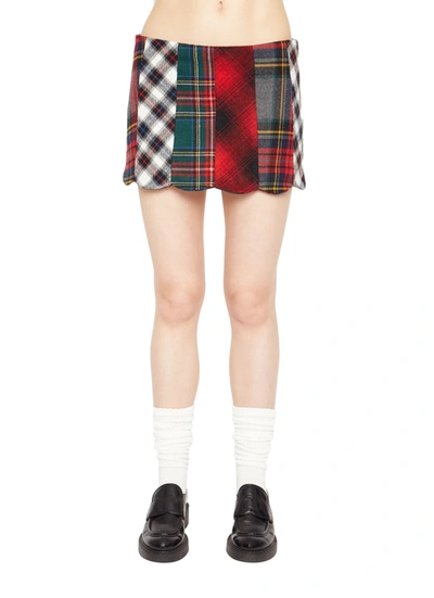 Shop Danielle Guizio Ny Mixed Plaid Mini Skirt In Mixed Novelty Plaids