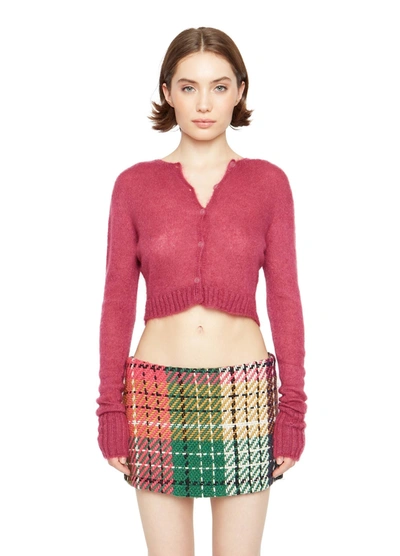 Danielle Guizio Mohair Ribbed Cardigan - Lavender | Garmentory