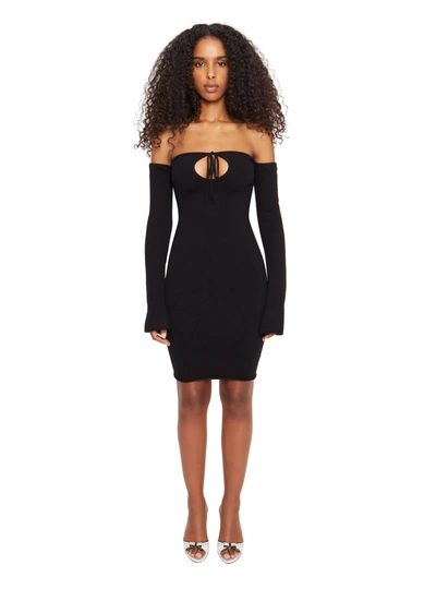 Shop Danielle Guizio Ny Off The Shoulder Long Sleeve Dress In Black