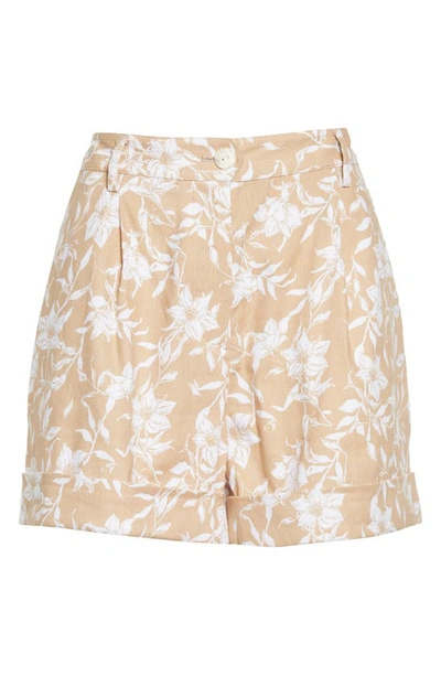 Rag & Bone Ivy Printed Floral Linen Shorts In Beige