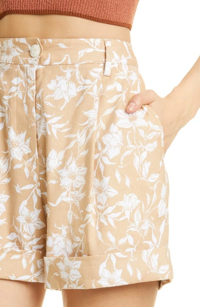 Shop Rag & Bone Ivy Print Linen Blend Shorts In Beige