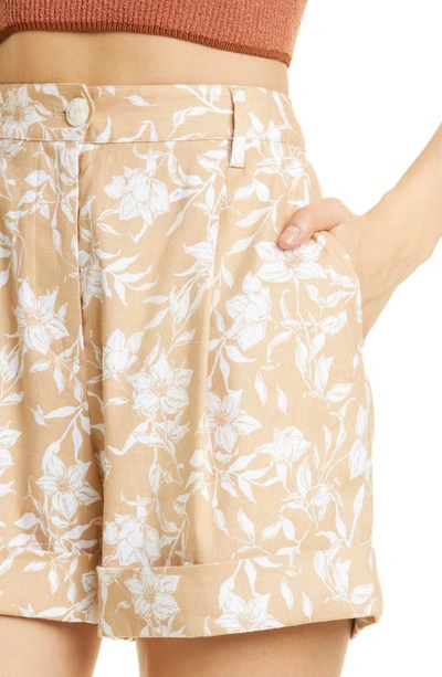Rag & Bone Ivy Printed Floral Linen Shorts In Beige