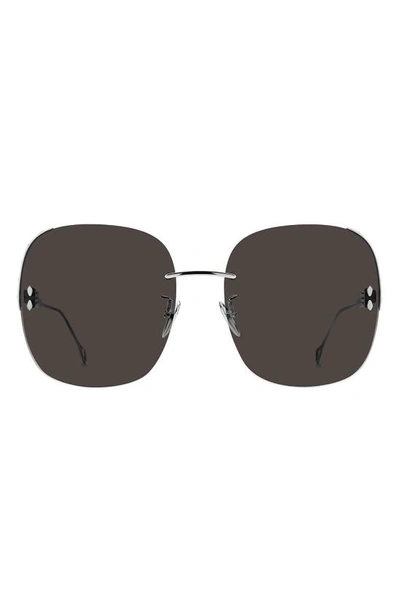 Shop Isabel Marant 61mm Rectangular Sunglasses In Silver Grey