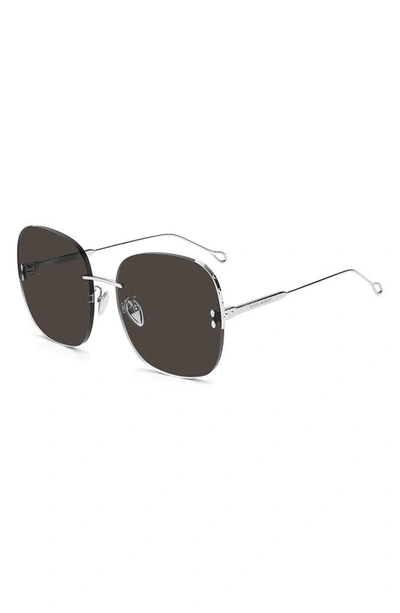 Shop Isabel Marant 61mm Rectangular Sunglasses In Silver Grey