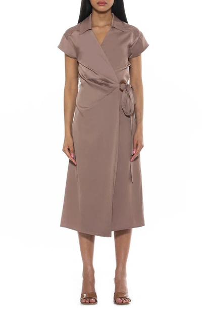 Shop Alexia Admor Paris Surplice Wrap Midi Dress In Nude