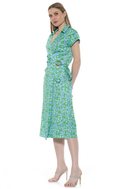 Shop Alexia Admor Paris Surplice Wrap Midi Dress In Green Multi