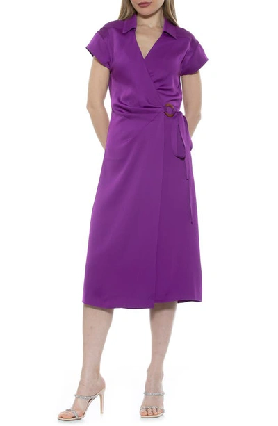 Shop Alexia Admor Paris Surplice Wrap Midi Dress In Magenta