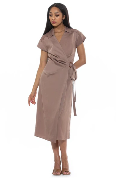 Shop Alexia Admor Paris Surplice Wrap Midi Dress In Nude