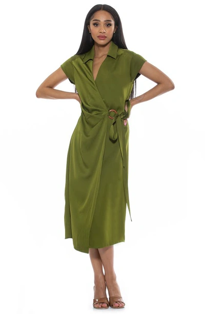 Shop Alexia Admor Paris Surplice Wrap Midi Dress In Sage