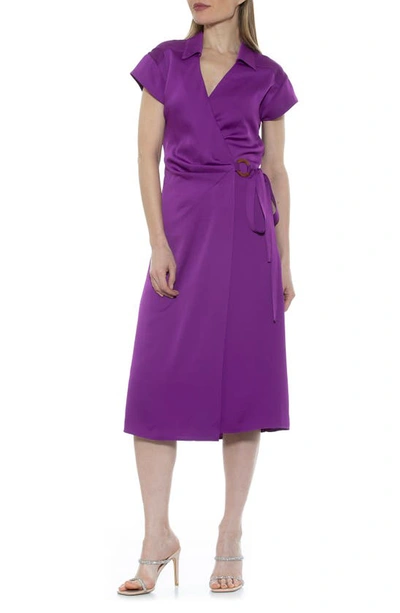 Shop Alexia Admor Paris Surplice Wrap Midi Dress In Magenta