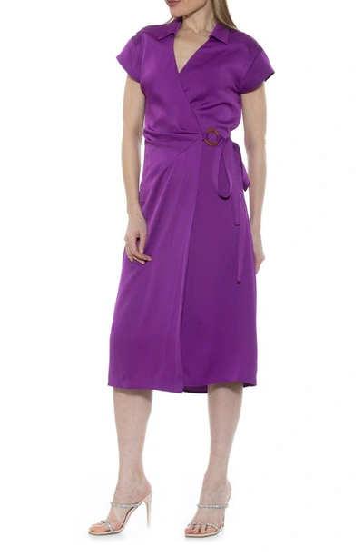 Shop Alexia Admor Paris Surplice Wrap Midi Dress In Magenta