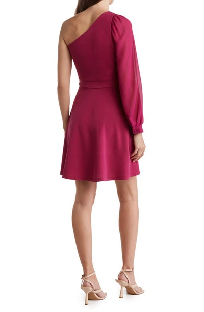 Shop Love By Design Riley Crepe Asymmetric Dress In Berry