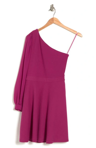 Shop Love By Design Riley Crepe Asymmetric Dress In Berry