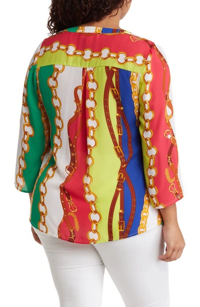 By Design Lorelai 3/4 Sleeve Blouse In Beach House New Wave