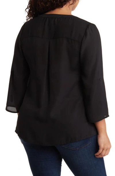 By Design Lorelai 3/4 Sleeve Blouse In Black