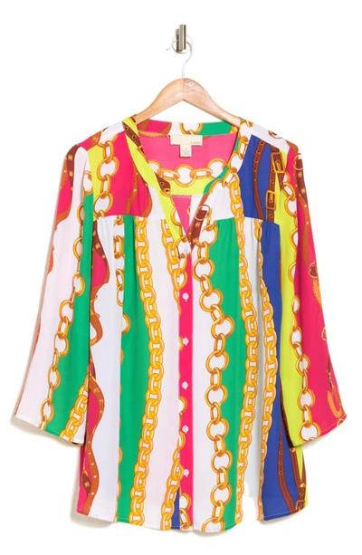 By Design Lorelai 3/4 Sleeve Blouse In Beach House New Wave