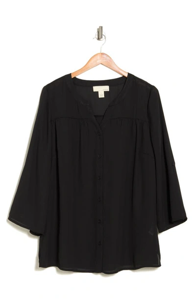 Shop By Design Lorelai 3/4 Sleeve Blouse In Black