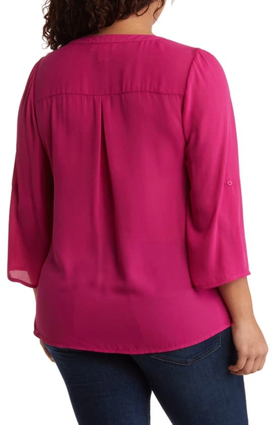 By Design Lorelai 3/4 Sleeve Blouse In Festival Fuschia