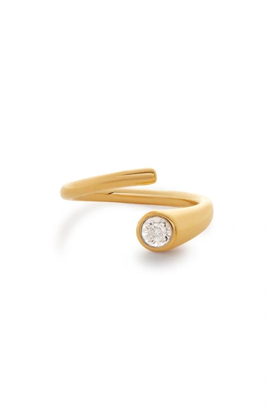Shop Monica Vinader Diamond Essentials Open Wrap Ring In 18ct Gold Vermeil On Sterling