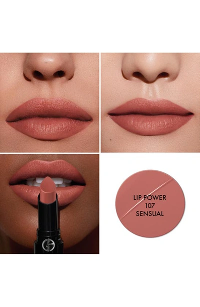 Shop Armani Beauty Lip Power Long-lasting Satin Lipstick In 107 Sensual