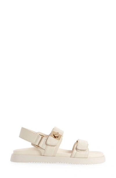 Steve Madden Mona Womens Leather Adjustable Slingback Sandals In Bone Leather