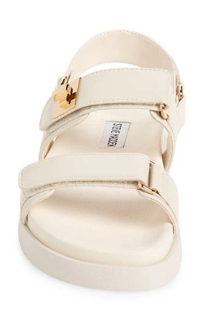 Steve Madden Mona Womens Leather Adjustable Slingback Sandals In Bone Leather