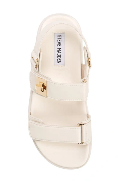 Steve Madden Mona Womens Leather Adjustable Slingback Sandals In Bone Leather