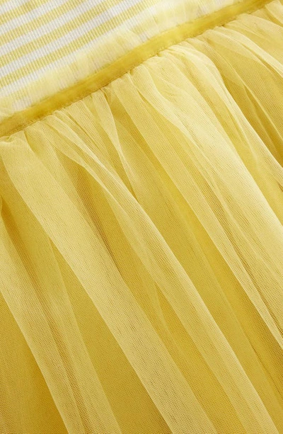 Shop Mini Boden Kids' Stripe Sleeveless Tulle Dress In Pale Lemon