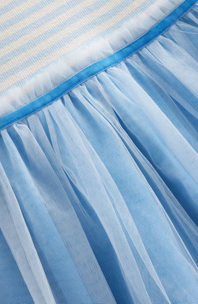 Shop Mini Boden Kids' Stripe Sleeveless Tulle Dress In Provence Blue