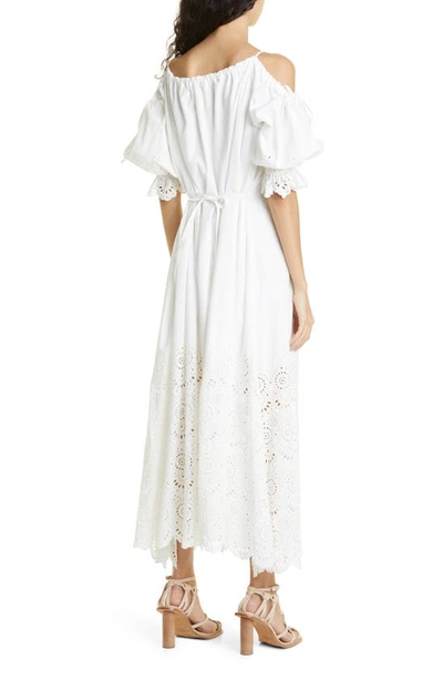 Shop Ulla Johnson Narcisa Cold Shoulder Eyelet Maxi Dress In Pristine