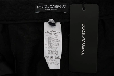 Shop Dolce & Gabbana Black Brocade High Waist Capri Women's Shorts