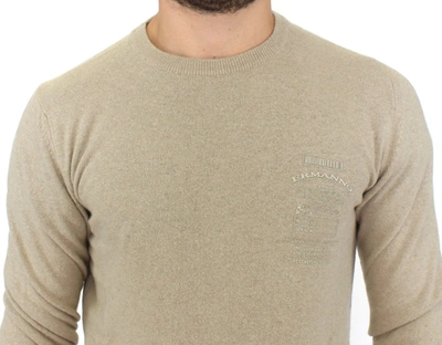 Shop Ermanno Scervino Beige Wool Cashmere Crewneck Pullover Men's Sweater