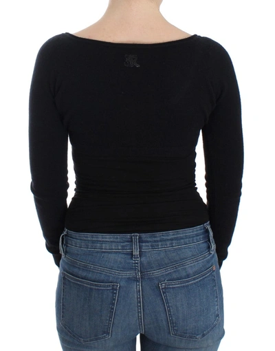 Shop Ermanno Scervino Chic Cropped Black Wool-cashmere Women's Sweater