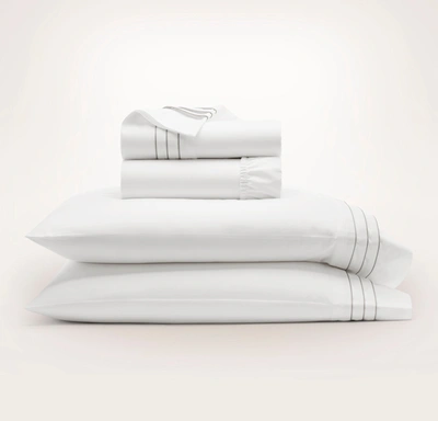 Shop Boll & Branch Organic Signature Hemmed Sheet Set In White/pewter