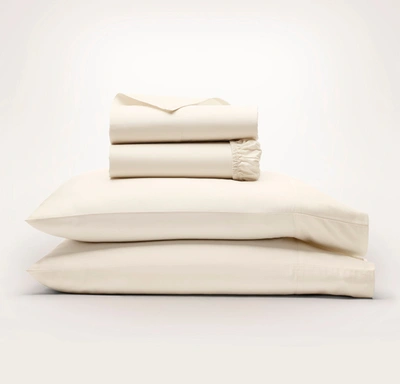 Shop Boll & Branch Organic Percale Hemmed Sheet Set In Natural