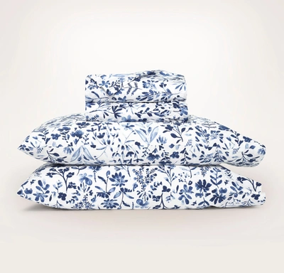 Shop Boll & Branch Organic Signature Patterned Sheet Set In Navy