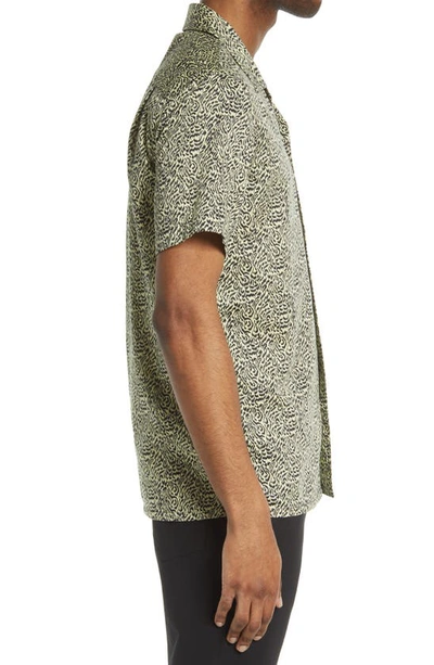 Shop John Varvatos Danny Short Sleeve Cotton Camp Shirt In Lime Light