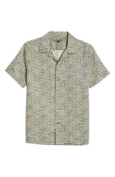 Shop John Varvatos Danny Short Sleeve Cotton Camp Shirt In Lime Light
