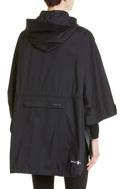 Moncler Logo Zip Hooded Nylon Cape In Black
