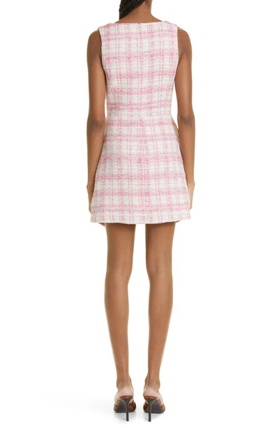 Shop Lisa Marie Fernandez Jackie Double Breasted Tweed Minidress In Pink Tweed