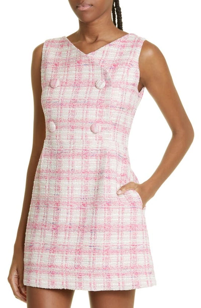 Shop Lisa Marie Fernandez Jackie Double Breasted Tweed Minidress In Pink Tweed