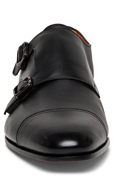 Santoni Daemons Double Monk Strap Shoe In Black