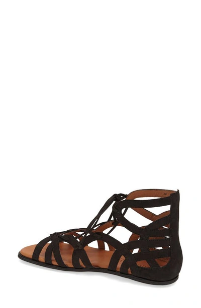 Gentle Souls Break My Heart Snake Embossed Lace Up Sandals In Black